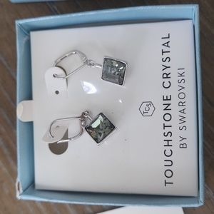Touchstone Crystal Swarovski black diamond earrings. New